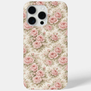 Elegant Vintage Rose Seamless Floral Pattern iPhone 15 Pro Max Case