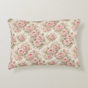 Elegant Vintage Rose Seamless Floral Pattern Decorative Cushion