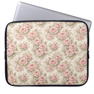 Elegant Vintage Rose Seamless Floral Pattern Laptop Sleeve