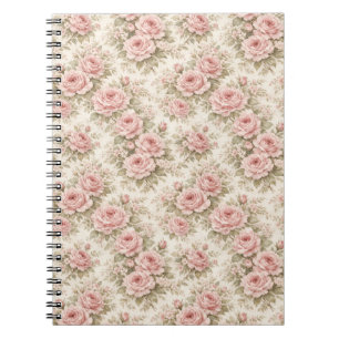 Elegant Vintage Rose Seamless Floral Pattern Notebook