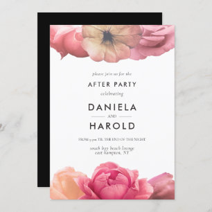 Elegant vintage rose wedding after party invitation