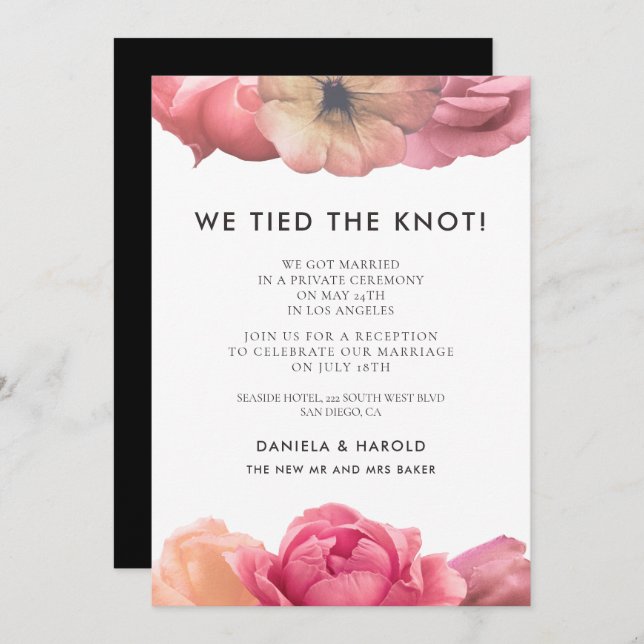 Elegant vintage rose wedding announcement (Front/Back)