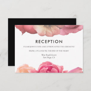 Elegant vintage rose wedding reception card