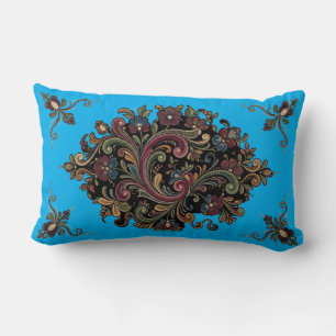 Elegant Vintage Rosemaling Patterned Pillow