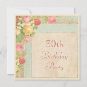 Elegant Vintage Roses 30th Birthday Party Invitation