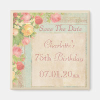 Elegant Vintage Roses 75th Birthday Save The Date