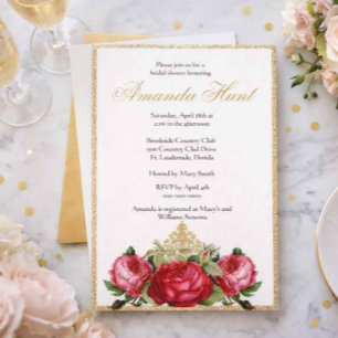 Elegant Vintage Roses Bridal Shower Invitation