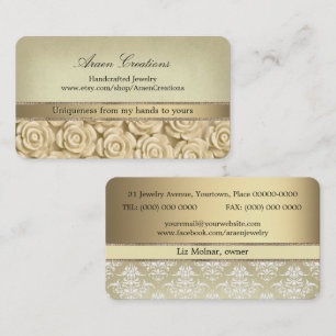Elegant Vintage Roses Pattern Handcrafted Jeweller Business Card