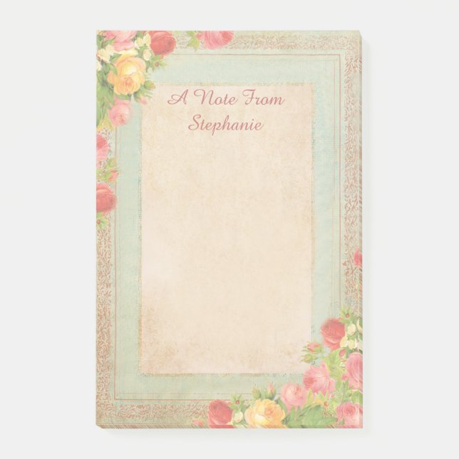 Elegant Vintage Roses Post-it Notes (Front)