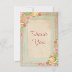 Elegant Vintage Roses Thank You Card