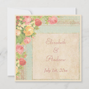 Elegant Vintage Roses Wedding Invitation