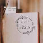 Elegant Vintage Round Frame Ex Libris Name Self-inking Stamp<br><div class="desc">Elegant Vintage Round Frame Ex Libris Name Self-inking Stamp. Are you looking for a traditional way to mark your books? Then look no further! This design features a vintage round frame with botanical ornamental corners.</div>