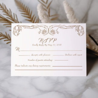 Elegant Vintage RSVP Card – Green Rose Filigree