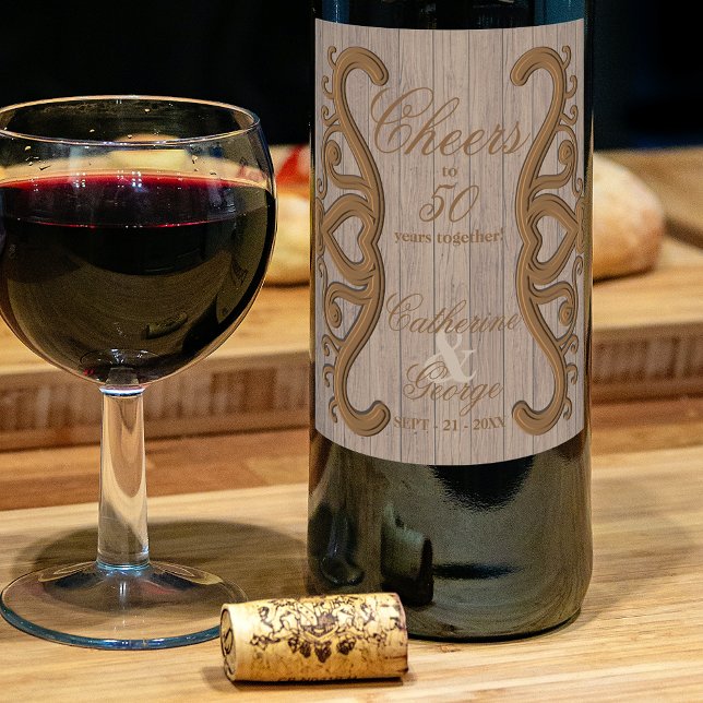 Elegant Vintage Rustic 50th Wedding Anniversary Wine Label (Creator Uploaded)