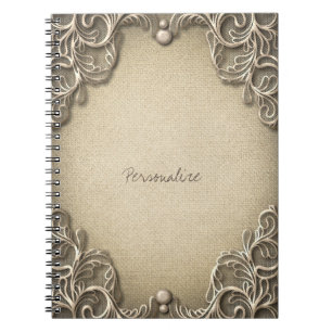 Elegant Vintage Rustic Burlap Lace Western Glam Notebook