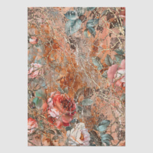 Elegant Vintage Rustic Floral Crackle Decoupage Tissue Paper