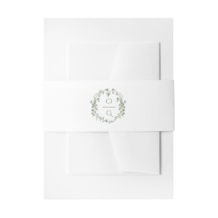 Elegant Vintage Sage Green French Floral Wedding Invitation Belly Band