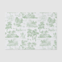 Elegant Vintage Sage Green Horse Hunting Toile