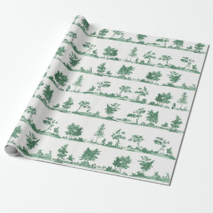 Elegant Vintage Sage Green Horse Hunting Toile Wrapping Paper