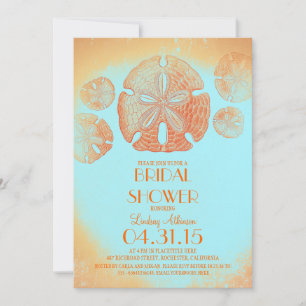 Elegant vintage sand dollar beach bridal shower invitation