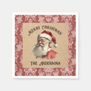 Elegant Vintage Santa Claus Christmas Party Napkin