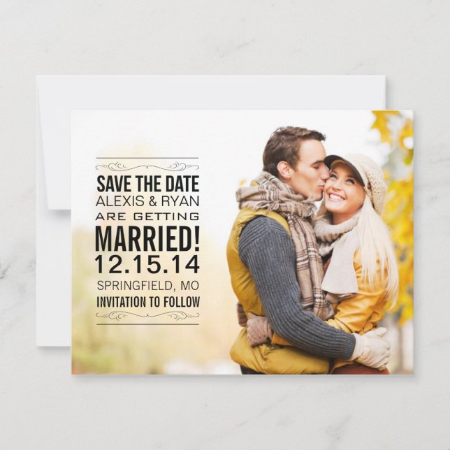 ELEGANT VINTAGE SAVE THE DATE POSTCARD (Front)