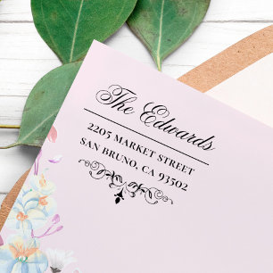 Elegant Vintage Script Family Name Return Address Self-inking Stamp