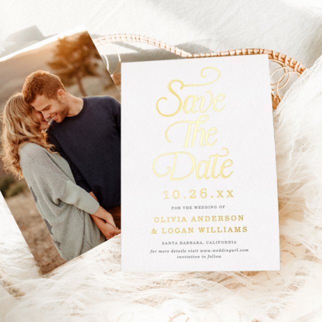 Elegant Vintage Script Photo Wedding Save the Date (Creator Uploaded)