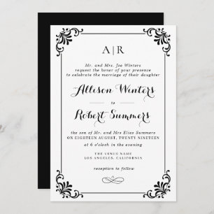 elegant vintage script wedding invitation