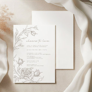 Elegant Vintage Sepia Bridal Shower Brunch Invitation