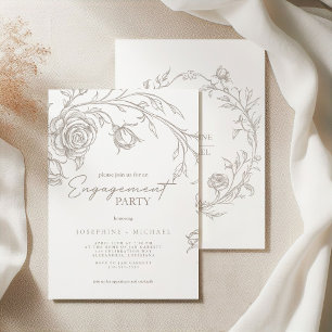 Elegant Vintage Sepia Engagement Party Invitation