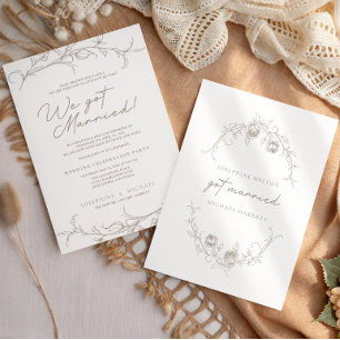 Elegant Vintage Sepia Married Wedding Announcement