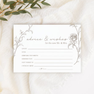 Elegant Vintage Sepia Wedding Advice & Wishes Card