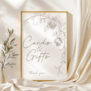 Elegant Vintage Sepia Wedding Card & Gifts Sign