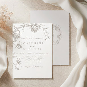 Elegant Vintage Sepia Wedding Invitation