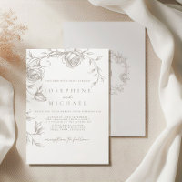 Elegant Vintage Sepia Wedding Invitation