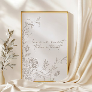 Elegant Vintage Sepia Wedding Love is Sweet Favour Poster