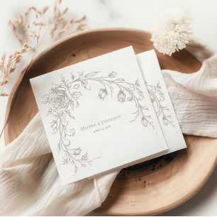 Elegant Vintage Sepia Wedding Napkins