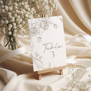 Elegant Vintage Sepia Wedding Table Number