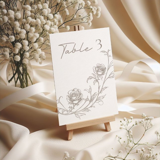 Elegant Vintage Sepia Wedding Table Number  (Creator Uploaded)