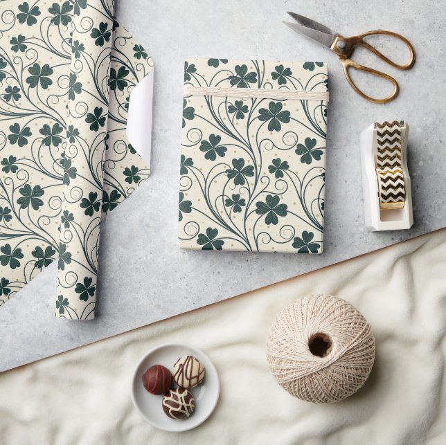 Elegant Vintage Shamrock Wrapping Paper (Crafts)