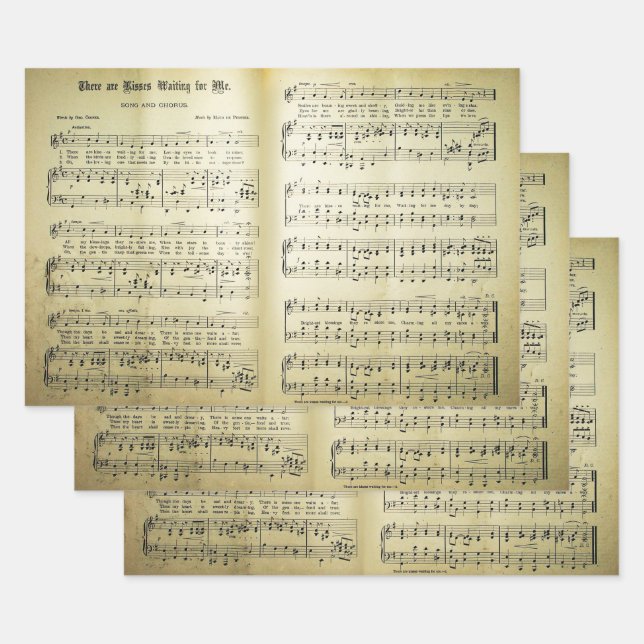 Elegant Vintage Sheet Music Notes Love Song (Set)