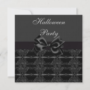 Elegant Vintage Silver Filigree Halloween Party Invitation