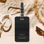 Elegant Vintage | Simple Minimal Black Luggage Tag<br><div class="desc">This minimalist luggage tag features elegant,  vintage look gold text typography and a simple classic layout on a dark black textured look background for a professional look for the business traveller.</div>