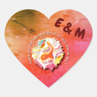 Elegant Vintage Skateboard Wedding terracotta fun Heart Sticker
