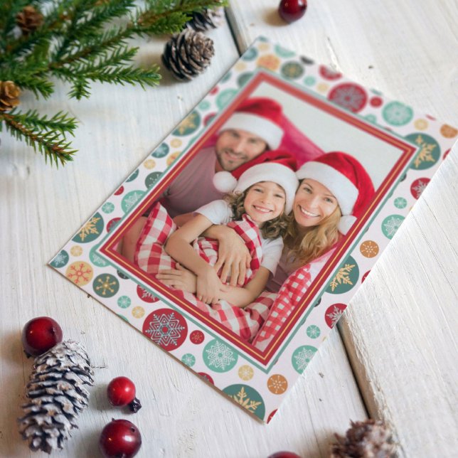 Elegant Vintage Snowflakes Christmas Family Photo Invitation (Creator Uploaded)