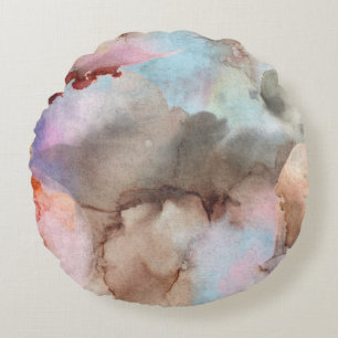 Elegant Vintage Soft Colourful Watercolor  Round Cushion