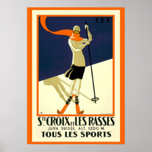 Elegant Vintage (Ste) St. Croix Skiing Poster copy