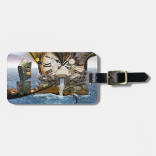 Elegant Vintage Steampunk dragon art Suede Wristle Luggage Tag