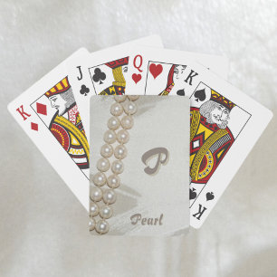 Elegant Vintage Strand of Pearls Monogram and Name Playing Cards
